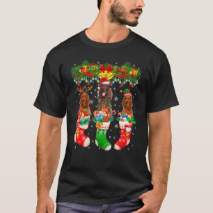 T-shirt Trois Chiens De Setter Irlandais De Père Noël Rein