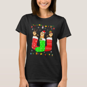 T-shirt Trois chiens Poméranie en chaussettes de Noël asso