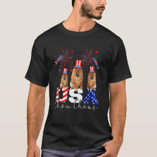 T-shirt Trois Chow Chows Chien Usa portant le drapeau amér