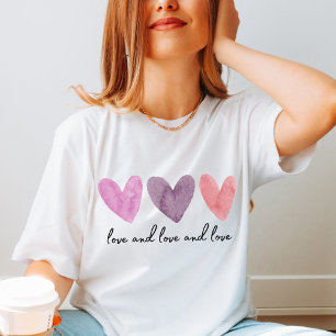 T-shirt Trois Coeurs aquarelle avec texte personnalisable