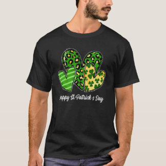 T-shirt Trois Coeurs Leopard Shamrocks heureux St Patrick 