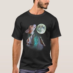 T-shirt Trois Corgis Howt À La Lune 3 Wolfs Funny Wolves P