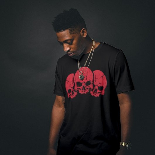 T-shirt Trois crâne rouge