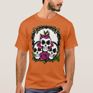 T-shirt Trois crânes avec Rose
