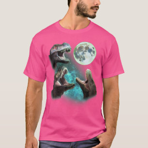 T-shirt Trois Dinosaures T-Rex Howl À La Lune 3 Wolves Par