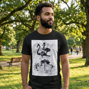 T-shirt Trois flamants rose et blanc aquarelle