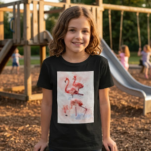 T-shirt Trois flamants roses en impression d'art à l'aquar