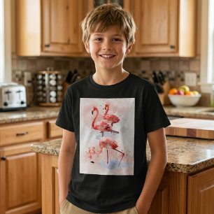 T-shirt Trois flamants roses en impression d'art à l'aquar