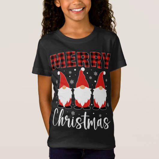 T-Shirt Trois Gnomes À Buffalo Ont Joyeux Joyeux Noël Gnom (Devant)