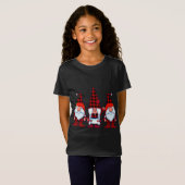 T-Shirt Trois Gnomes à Buffalo Plaid Noël Gnome Xmas (Devant entier)