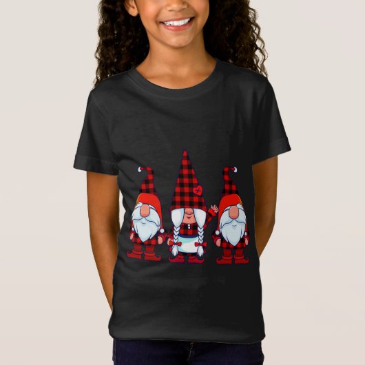 T-Shirt Trois Gnomes à Buffalo Plaid Noël Gnome Xmas (Devant)