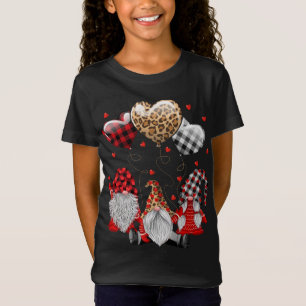 T-Shirt Trois Gnomes Balloon Hearts Buffalo Plaid Leopard