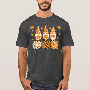 T-shirt Trois Gnomes Citrouille Automne Automne Thanksgivi