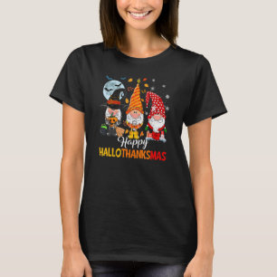 T-shirt Trois Gnomes Hallothanksmas Halloween Noël Th