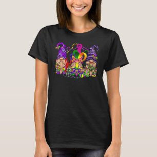 T-shirt Trois Gnomes Jester perles Masque Mardi Gras Carni