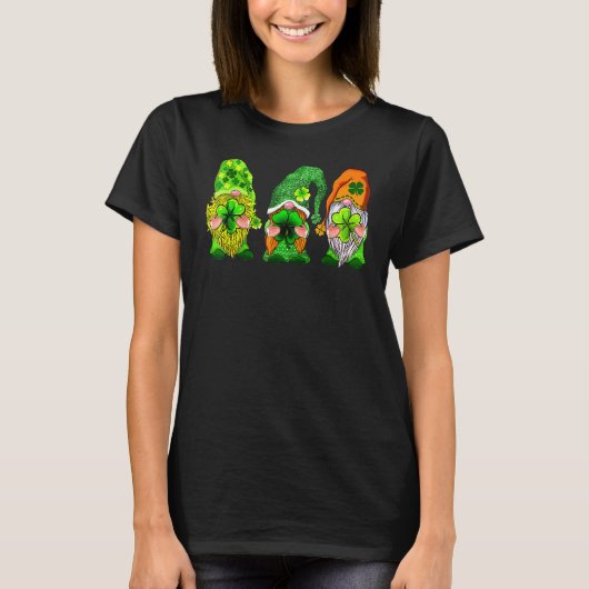 T-shirt Trois Gnomes Lucky Clover Leaf Shamrock St Patrick (Devant)