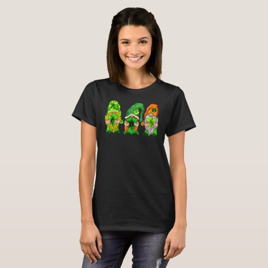 T-shirt Trois Gnomes Lucky Clover Leaf Shamrock St Patrick (Devant entier)