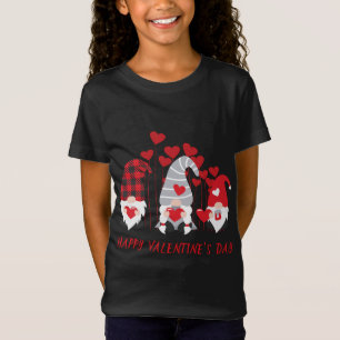 T-Shirt Trois Gnomes tenant le coeur rouge Plaid Happy Val