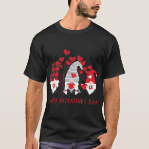 T-shirt Trois Gnomes tenant le coeur rouge Plaid Happy Val