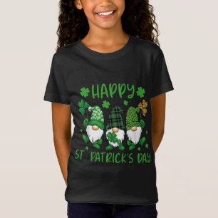 T-Shirt Trois Gnomes tenant le Shamrock Leopard Plaid St P