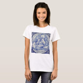 T-shirt Trois Hares Rabbit Bleu et blanc Médaillon Oiseau (Devant entier)