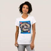 T-shirt "Trois lapins" Conception mystique antique T (Devant entier)