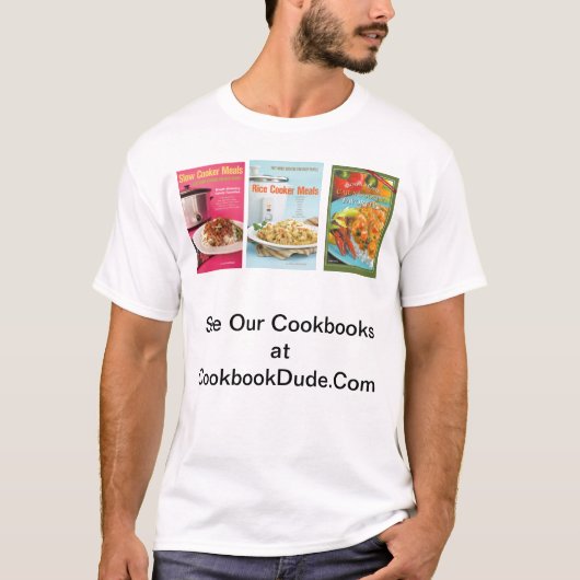 T-shirt trois livres de cuisine à CookBookDude.Com (Devant)