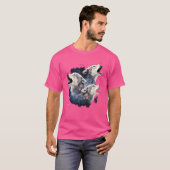 T-shirt Trois Loups hurlant Sur L'Amoureux Du Loup Lune (Devant entier)