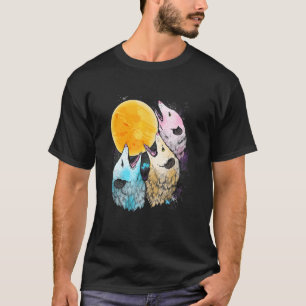 T-shirt Trois Lune Opossum Avec 3 Possums Et Lune Morte