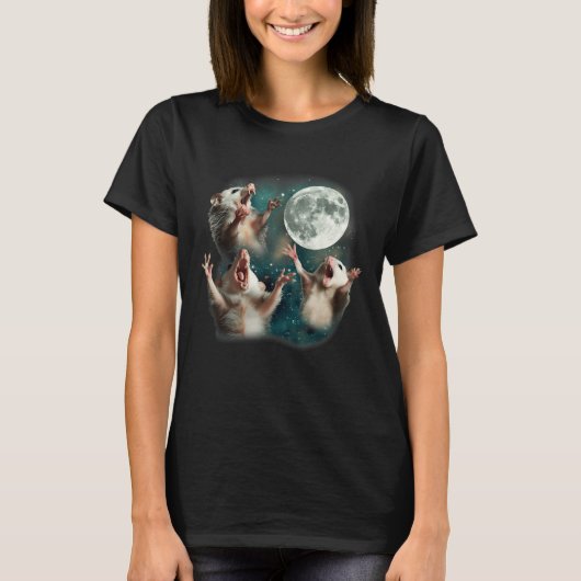 T-shirt Trois Lune Possum _ 3 Opossum Funny Bizarre Maudit (Devant)