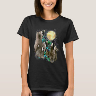 T-shirt Trois Lune Racon Avec 3 Raccoons Et Debout Lune Co