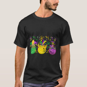 T-shirt Trois Mardi Gras Bowling Masqué Jester Parade Casq