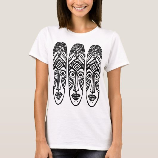 T-shirt Trois Masques Tiki Surpris (Devant)