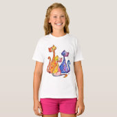 T-shirt Trois mignons chats Whimsical (Devant entier)
