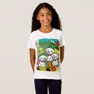 T-Shirt Trois Mignons Chiots Blancs Amusants Dans Park