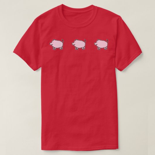 T-shirt Trois mignons Cochons roses Gauche (Design devant)