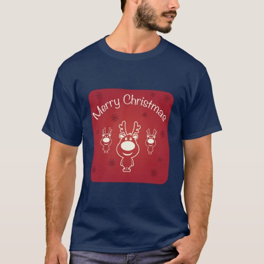 T-shirt Trois mignons rennes Joyeux Noël (Devant)