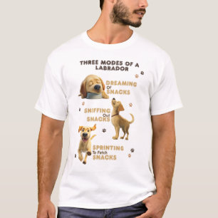 T-shirt Trois Modes d'un Labrador Chien Drôle