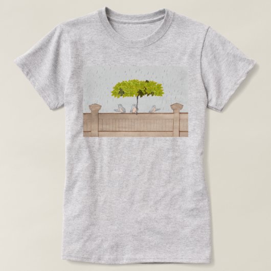 T-shirt Trois oiseaux sous la pluie (Design devant)