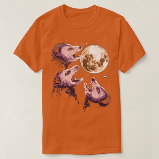 T-shirt Trois opossum hurlant à la lune drôle Possum 3 (Design devant)