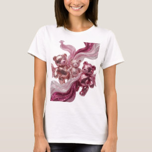 T-shirt Trois ours de paillettes motif artistique argenté