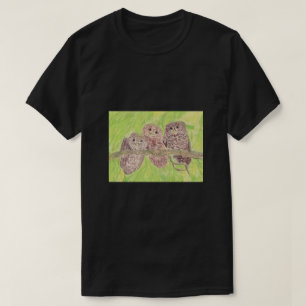 T-shirt Trois Petites Chouettes - peinture acrylique.