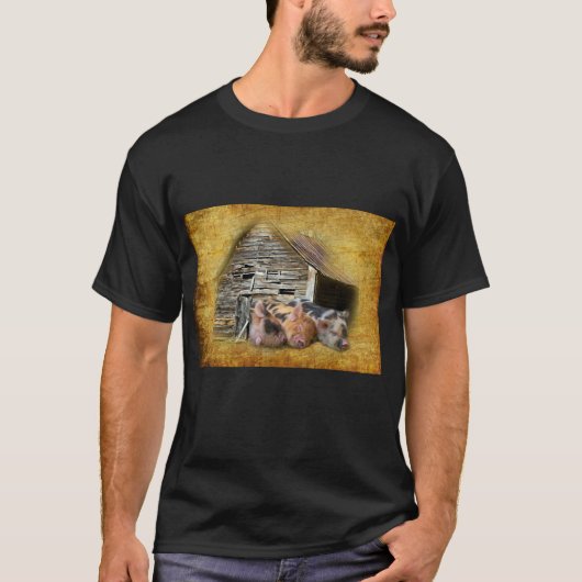 T-shirt Trois Petits Cochons À La Grange Rustique Snoozing (Devant)