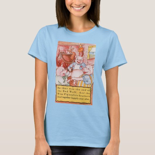T-shirt Trois Petits Cochons Cuisinant Loup, Conte de Fées (Devant)