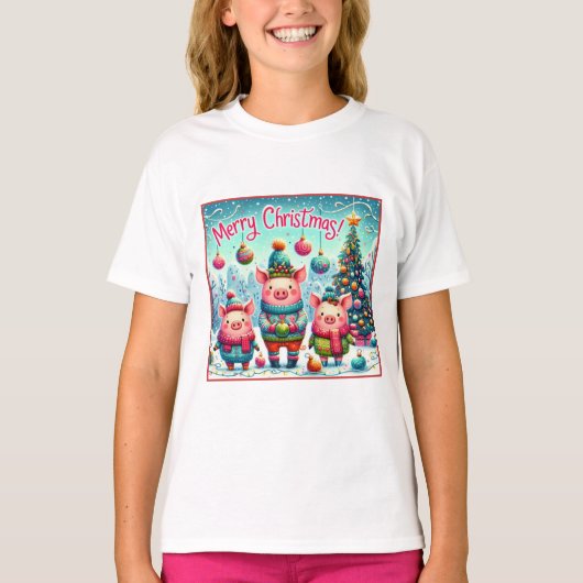 T-shirt Trois Petits Cochons de Noël (Devant)