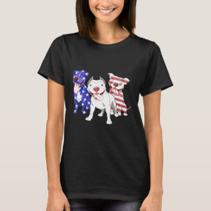 T-shirt Trois Pitbull Chemise Drapeau Américain 4 Juillet