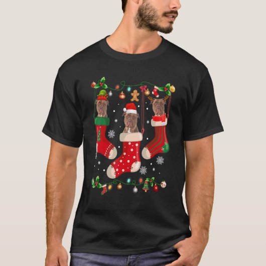 T-shirt Trois Pitbulles en choeur Noël Père Noël X mas Chi (Devant)