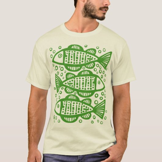T-shirt Trois poissons - Avocado vert (Devant)