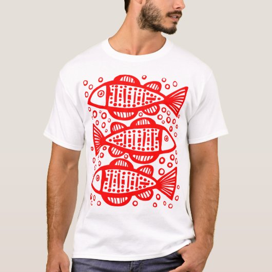 T-shirt Trois poissons - Rouge (Devant)