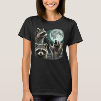 T-shirt Trois Raton Laveur Lune Hurlement Pleine Lune Céle